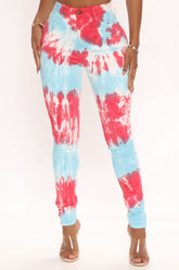 Soak It Up Tie Dye Skinny Jeans - Red/combo Ins Street